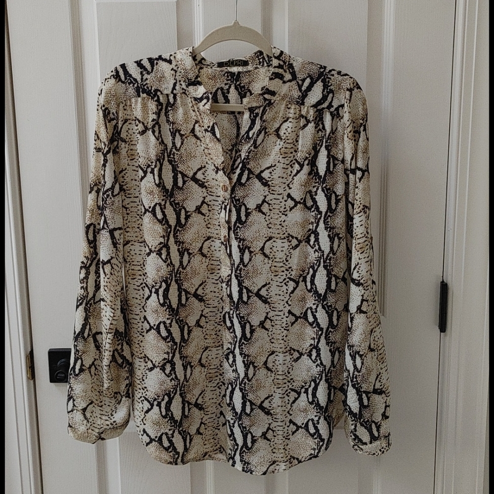 Snakeskin print blouse, size Medium